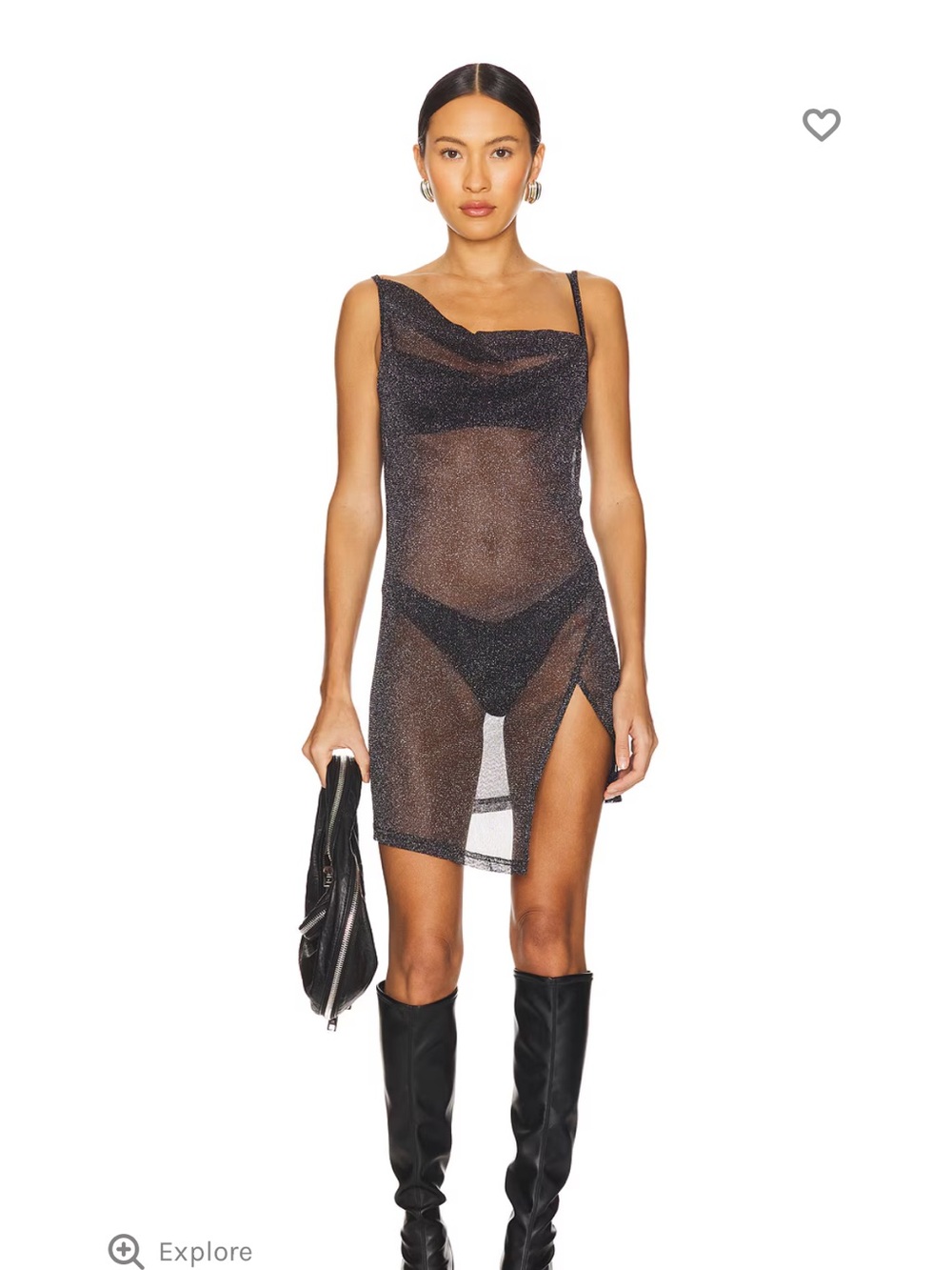 Sheer Metallic Black Mini Dress ByDlyn
